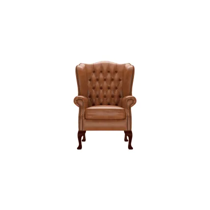 Classic Chair Old English Saddle Dark Oak Finish Speckled Gold Studs