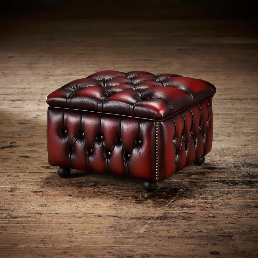 Buttoned Chesterfield Ottoman | Luxury Storage Footstool