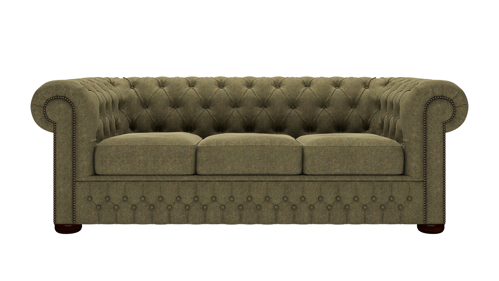 Chesterfield 3seater Wool Herringbone Thistle