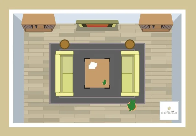 Conversational and Symmetrical Living Room